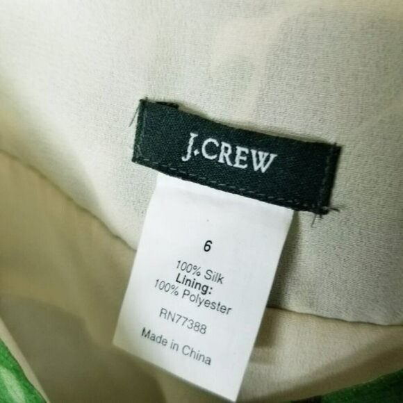 J.CREW Silk Cami Tank Top‎ Womens 6 Camouflage Army Green Spaghetti Straps EUC - Picture 3 of 9